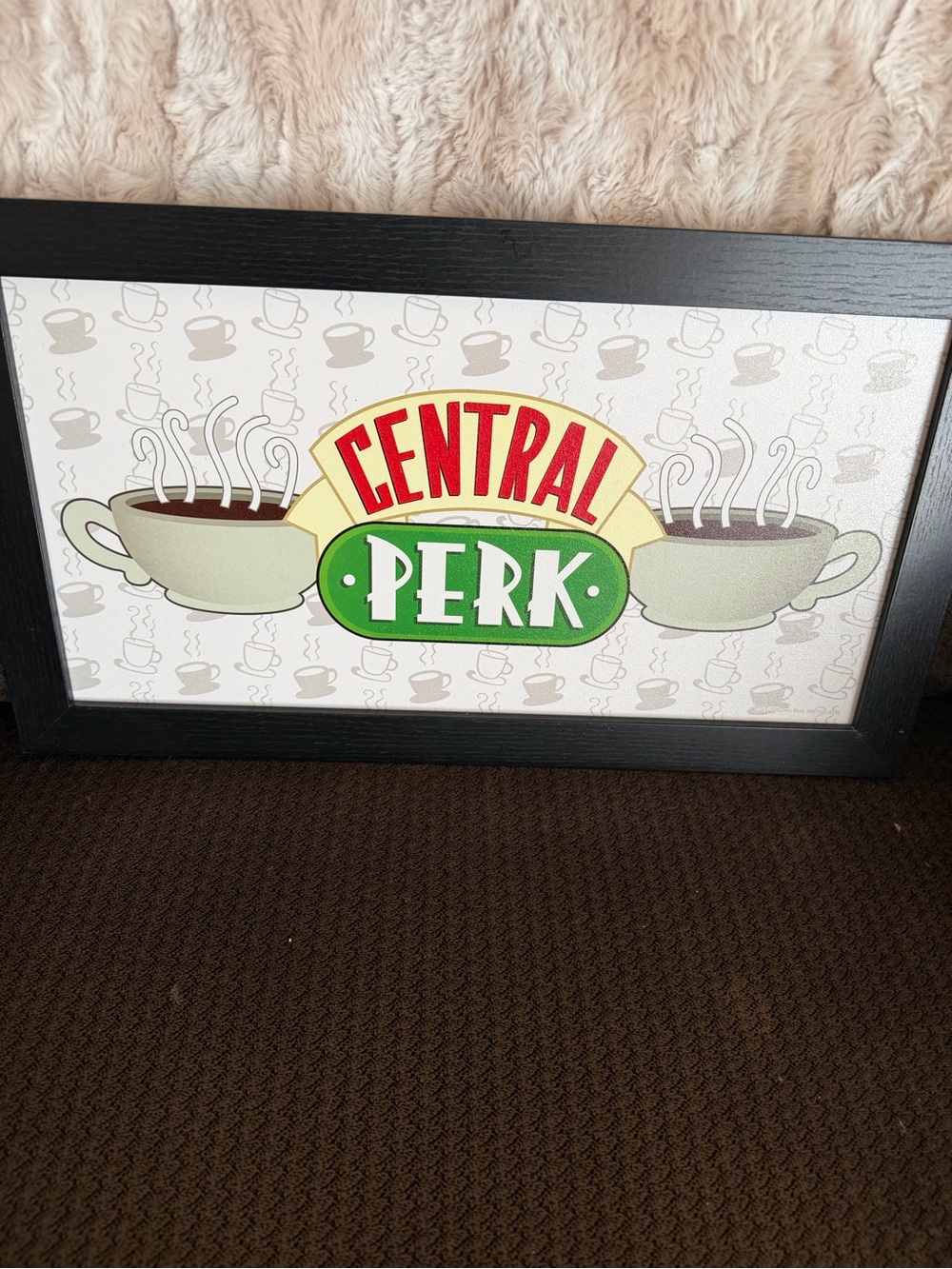 FRIENDS Central Perk Logo Wall Art in Green and Red with Black Frame